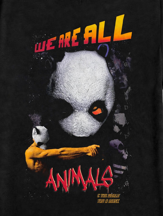 "We Are All Animals" Panda Mask Graphic Tshirt