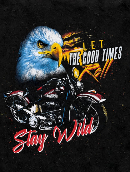 Eagle & Motorcycle "Stay Wild" Graphic T-shirt