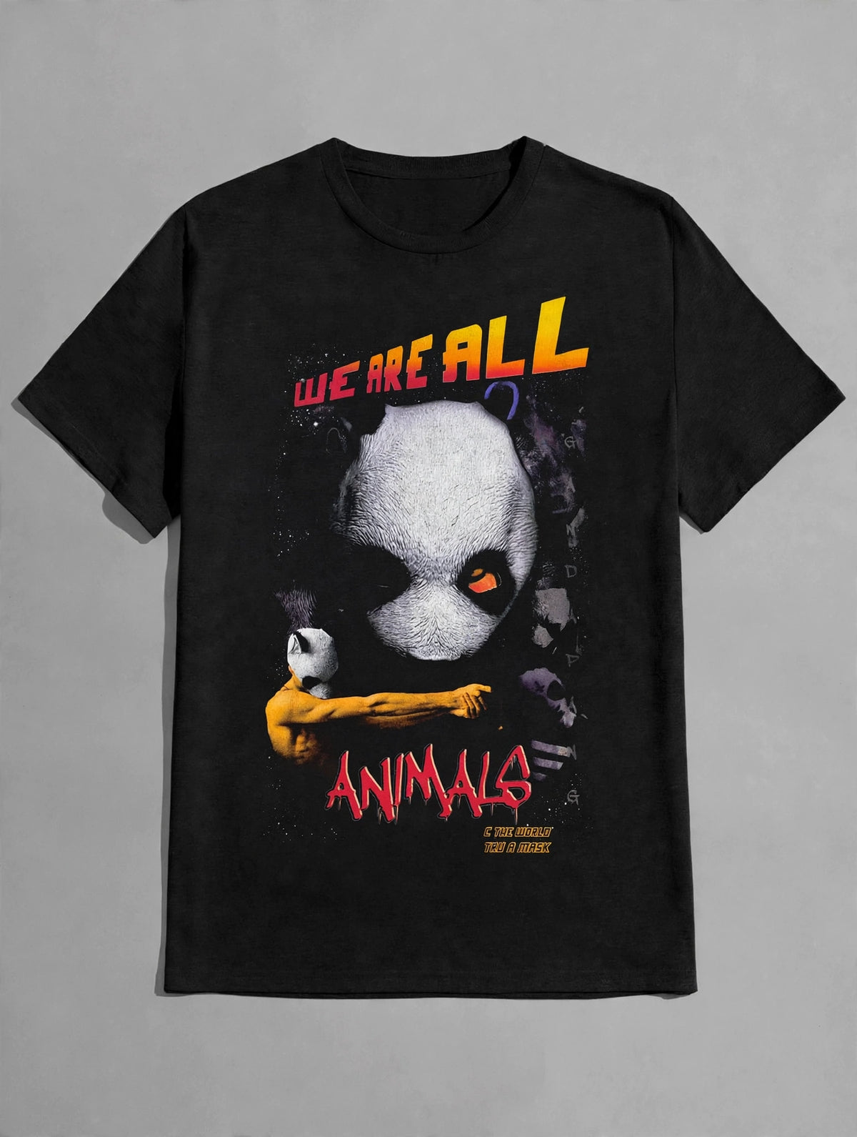 "We Are All Animals" Panda Mask Graphic Tshirt