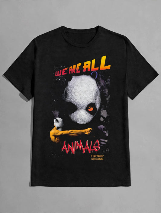 "We Are All Animals" Panda Mask Graphic Tshirt