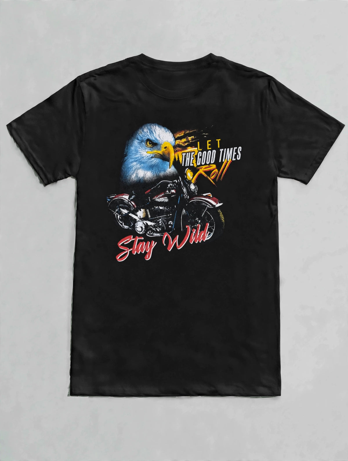 Eagle & Motorcycle "Stay Wild" Graphic T-shirt