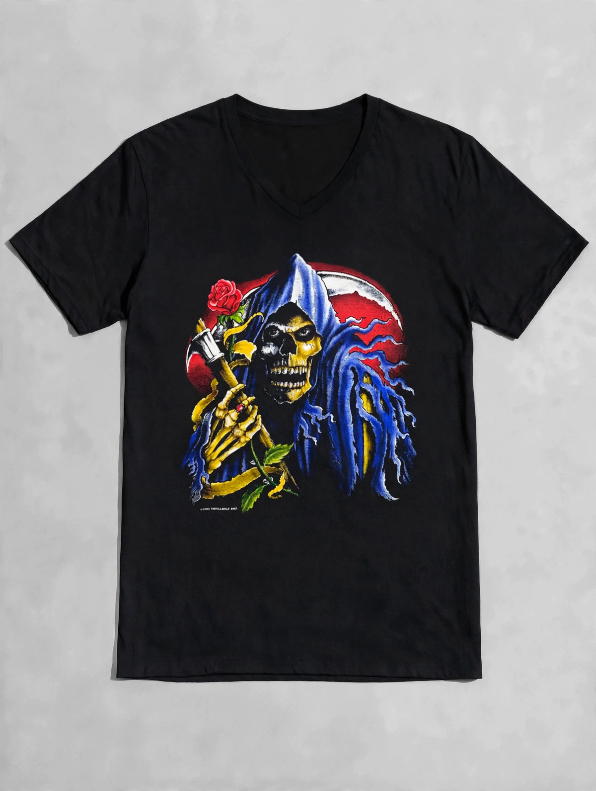 Grim Reaper "Rose" Graphic V-Neck Tshirt